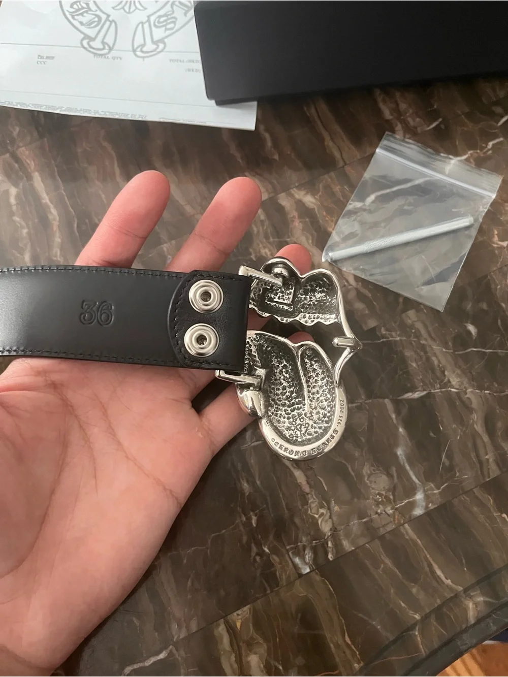 Chrome hearts silver rolling stones Tounge vintage belt
